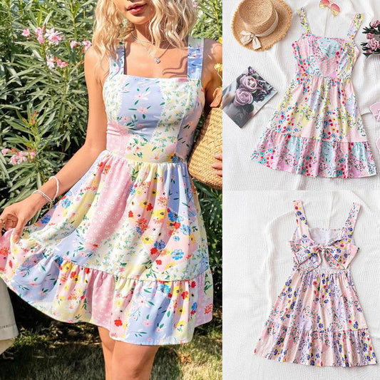 Robe d'été à volants floraux pour femmes Chic und Stil