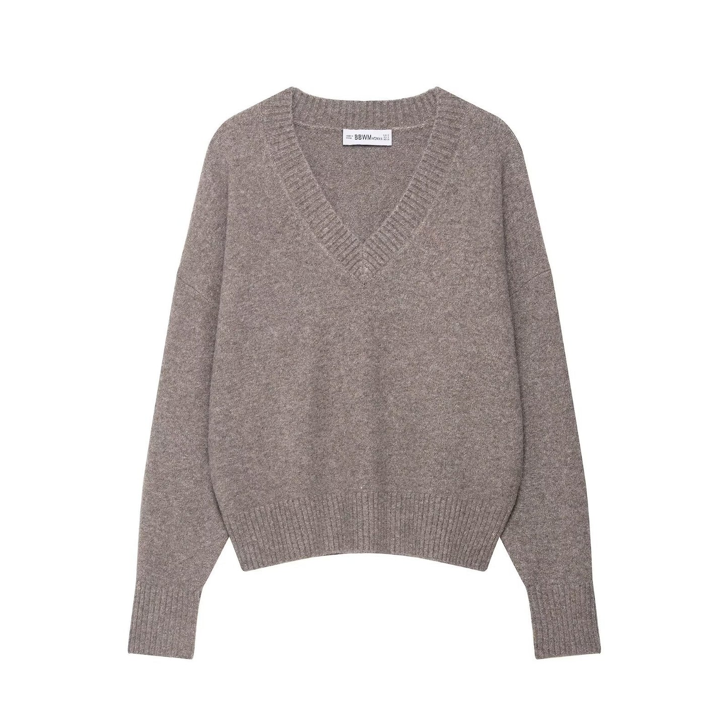 Pull décontracté pour femmes avec décolleté en V et tricot côtelé Chic und Stil
