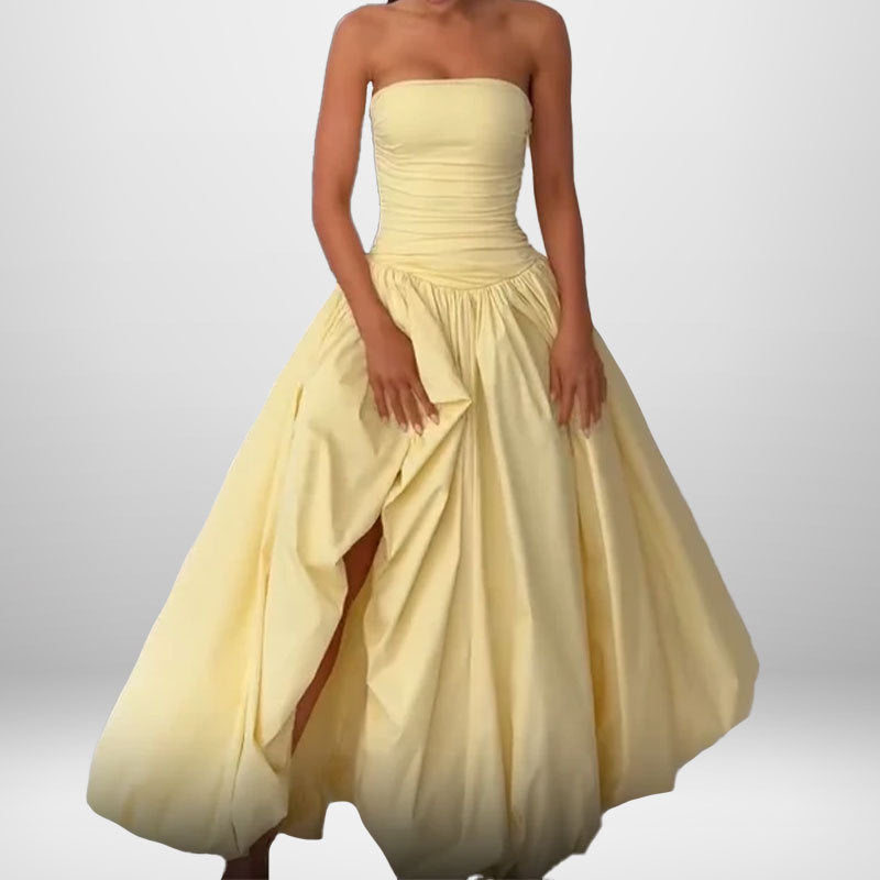 Robe maxi bandeau de haute qualité pour femmes avec fente élégante et jupe volumineuse Chic & Stil