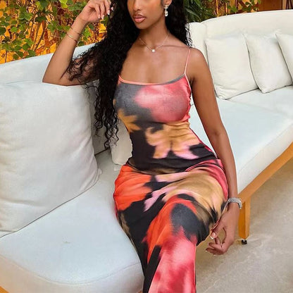 Robe maxi florale sans manches Chic und Stil pour femmes