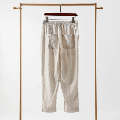 Casual linen pants for women with an elastic waist and practical side pockets Chic and Style