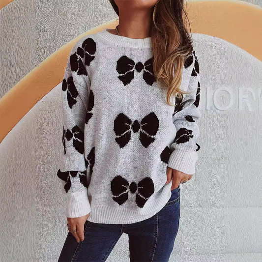 Pull décontracté pour femmes avec motif de nœuds ludique Chic und Stil