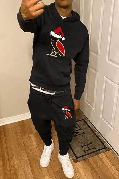 Women's hoodie and jogger pants set with festive design Chic and Style