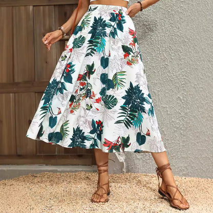 Jupe maxi pour femmes avec un mélange de motifs floraux et une taille élastique Chic und Stil
