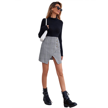 Jupe portefeuille en simili cuir pour femmes avec détails de boutons et ourlet asymétrique Chic und Stil
