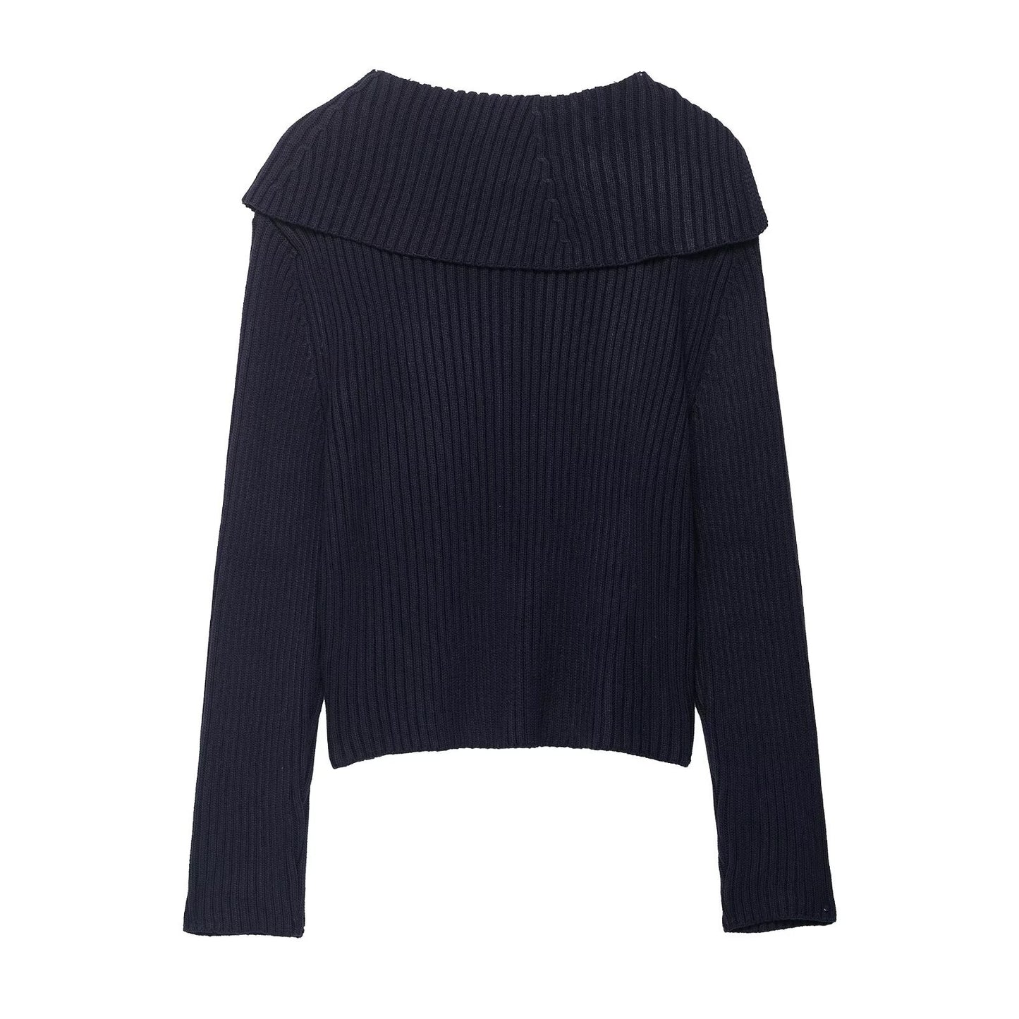 Dame pull en tricot stylé avec col asymétrique et fermeture éclair Chic und Stil