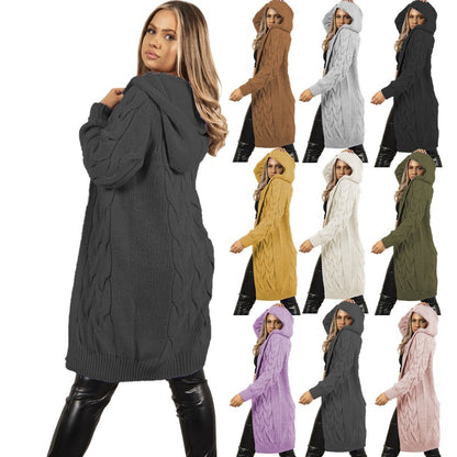 Dames Grossstrick Cardigan avec capuche et poches pratiques Chic und Stil