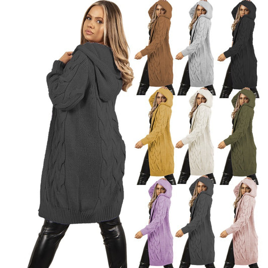 Dames Grossstrick Cardigan avec capuche et poches pratiques Chic und Stil