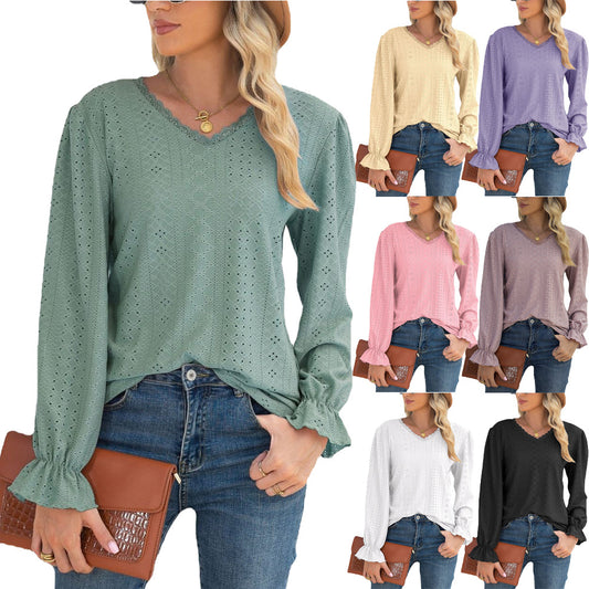 Chemisier pour dames avec motif ajouré et poignets de manches élastiques Chic und Stil