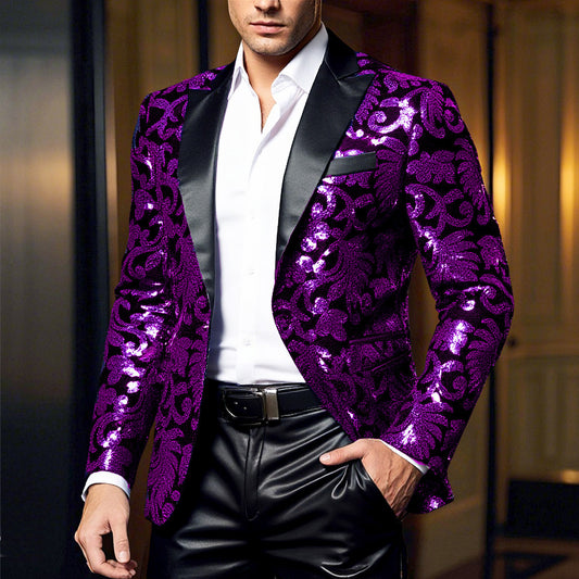 Blazer élégant en sequins pour hommes au design floral luxueux Chic und Stil
