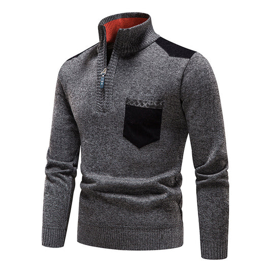 Pull en tricot de haute qualité pour homme avec fermeture éclair moderne et poche poitrine pratique Chic und Stil