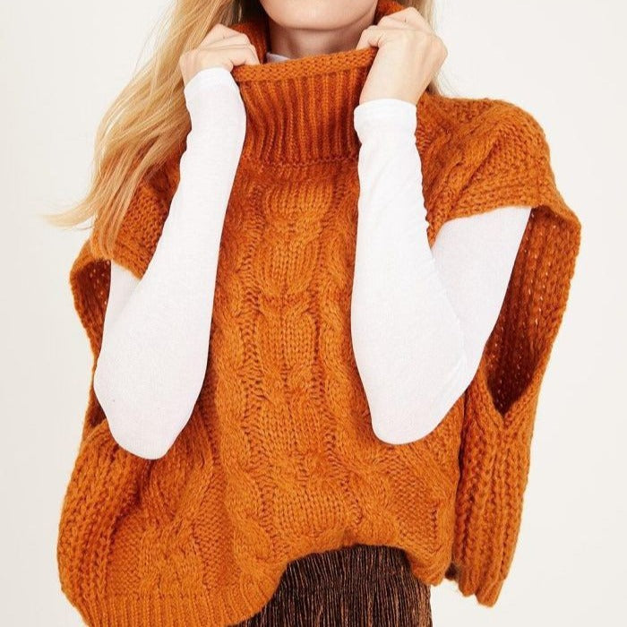 Pull en tricot tendance pour femmes avec col haut et motif en torsades Chic und Stil