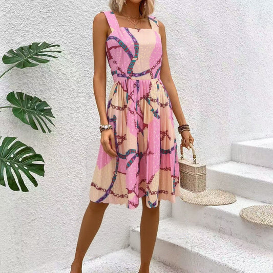 Robe midi inspirée vintage pour femmes avec motif chaîne Chic und Stil