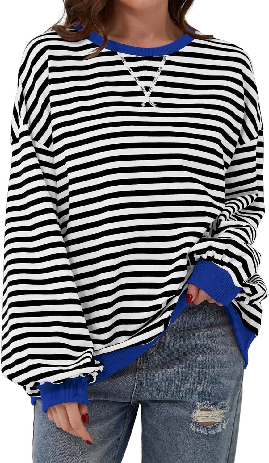 Femme pull décontracté avec motif rayé saisissant et bords élastiques Chic und Stil