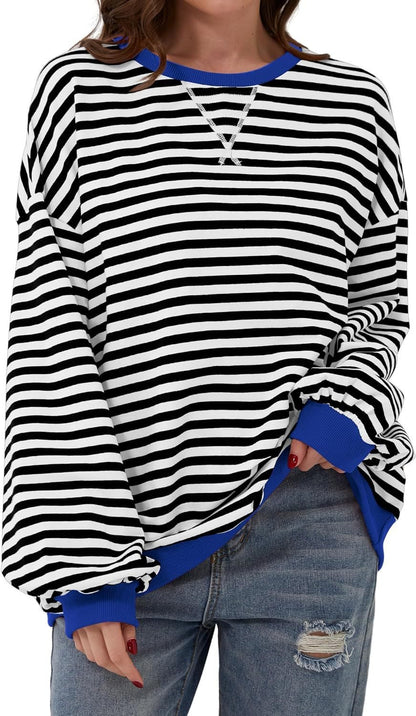 Femme pull décontracté avec motif rayé saisissant et bords élastiques Chic und Stil