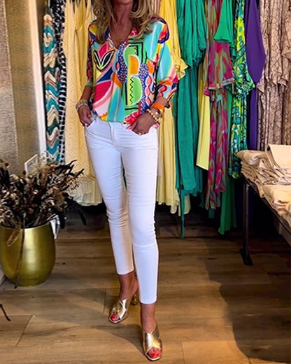 Blouse pour femmes avec imprimé coloré et coupe décontractée Chic und Stil