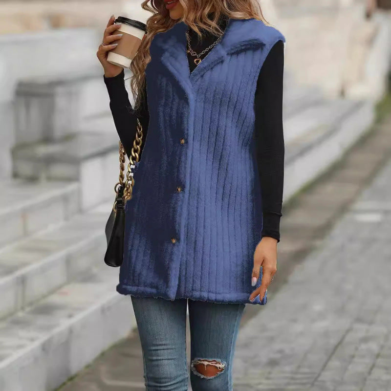 Dames élégante et confortable teddy jacket avec patte de boutonnage Chic und Stil