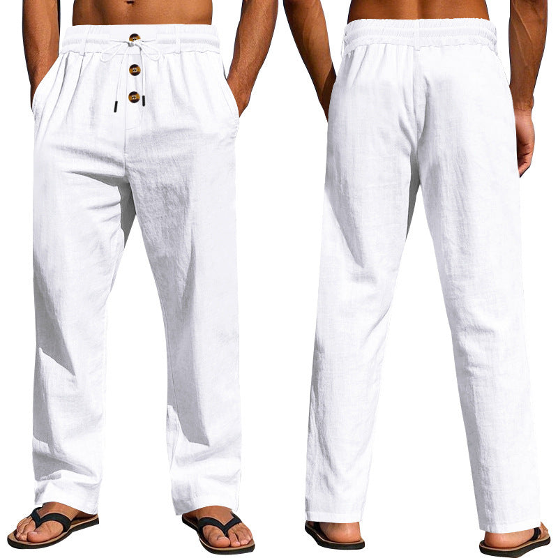 Comfortable and airy linen pants for men with elastic waistband and practical pockets Chic and Style