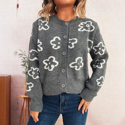 Dames cardigan avec motif floral et fermeture à boutons Chic und Stil