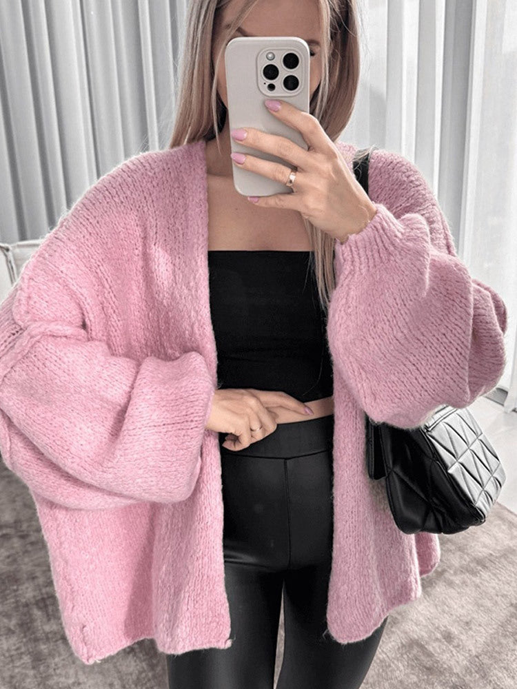 Cardigan en tricot décontracté pour femmes avec coupe oversize et manches volumineuses Chic und Stil