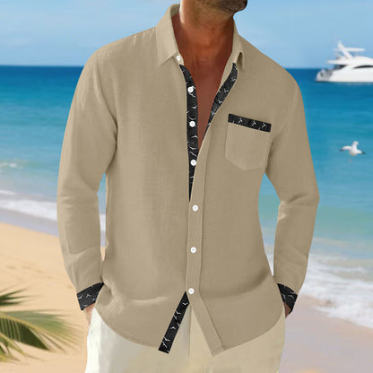 Chemise décontractée à manches longues pour hommes avec col tendance et poche poitrine Chic und Stil