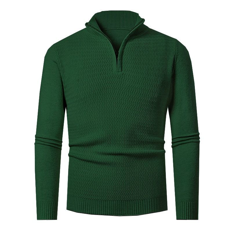 Pull en tricot élégant pour hommes avec zip et design de vagues texturé Chic und Stil