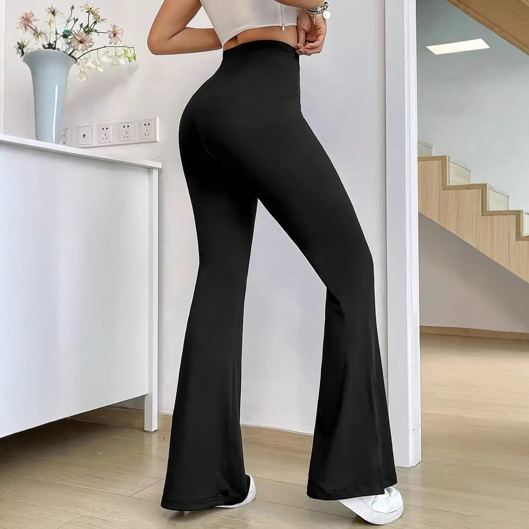 Women Elegant Bootcut Pants with Chic Side Slits and Style