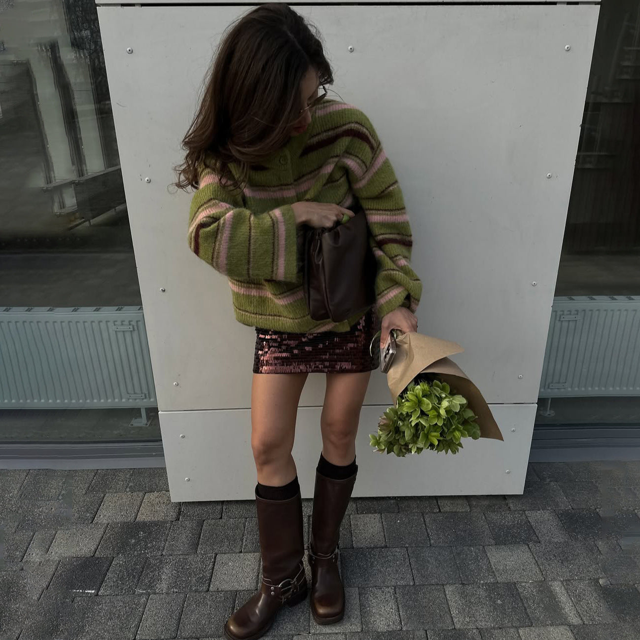 Dames Cardigan en tricot à motif rayé Chic und Stil