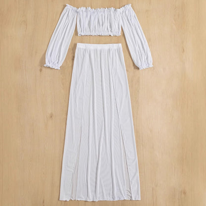 Dames Robe de Plage Élégante avec Design Sans Épaules et Fentes Latérales Profondes Chic und Stil