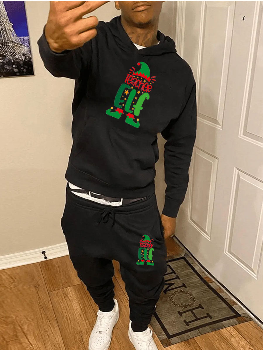 Women's hoodie and jogger pants set with festive Christmas pattern Chic and Style