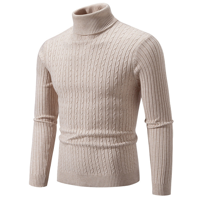 Pull à col roulé pour hommes avec motif torsadé structuré Chic und Stil