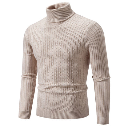 Pull à col roulé pour hommes avec motif torsadé structuré Chic und Stil