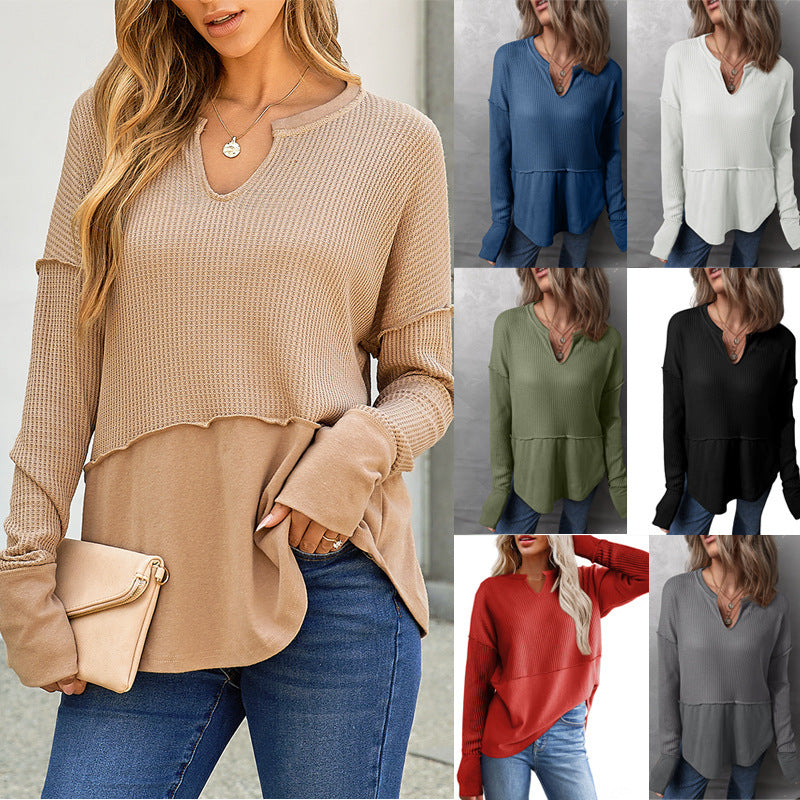 Pull-over en maille décontracté pour femmes avec décolleté en V et texture Chic und Stil