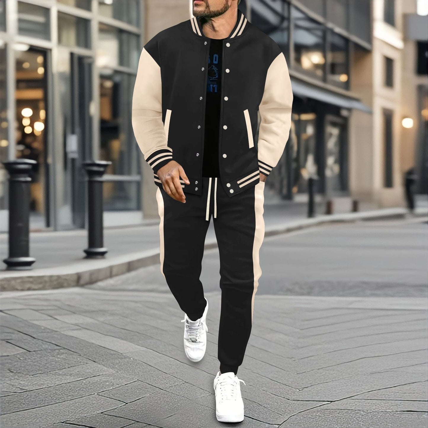 Elegant leisure set for men with a modern bomber jacket design and comfortable jogger pants Chic und Stil