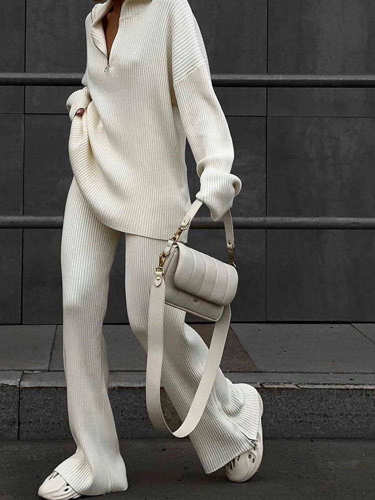 Casual sweater set for women and wide pants Chic und Stil