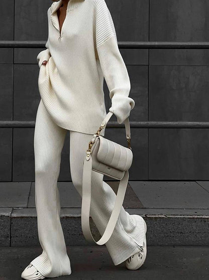 Casual sweater set for women and wide pants Chic und Stil