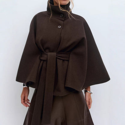 Dames élégant et confortable manteau en laine avec ceinture à la taille Chic und Stil