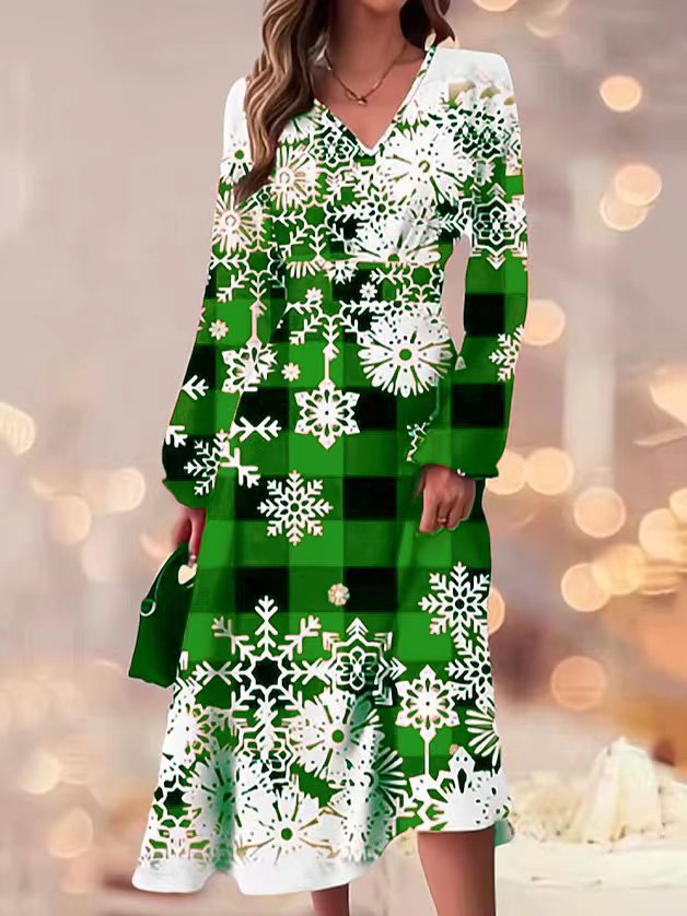 Robe maxi pour femmes avec un design d'hiver festif et des fentes exclusives Chic und Stil