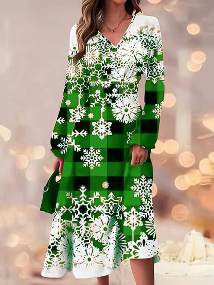 Robe maxi pour femmes avec un design d'hiver festif et des fentes exclusives Chic und Stil