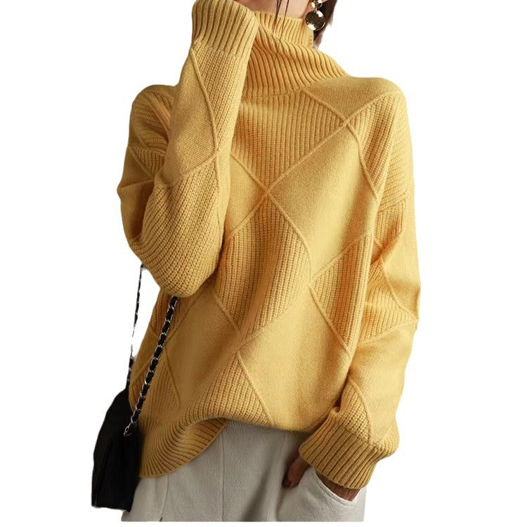 Pull oversized pour femmes avec col montant et design structuré Chic und Stil