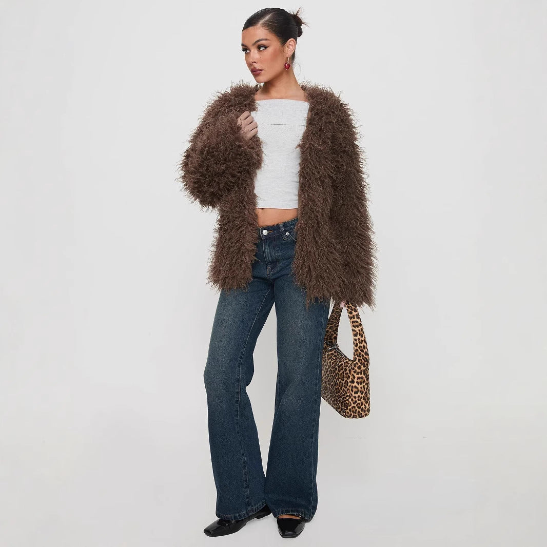 Dames Gilet en fausse fourrure luxueuse avec une coupe à la mode et un design volumineux Chic und Stil