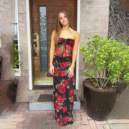 Robe maxi romantique à fleurs pour femmes Chic und Stil