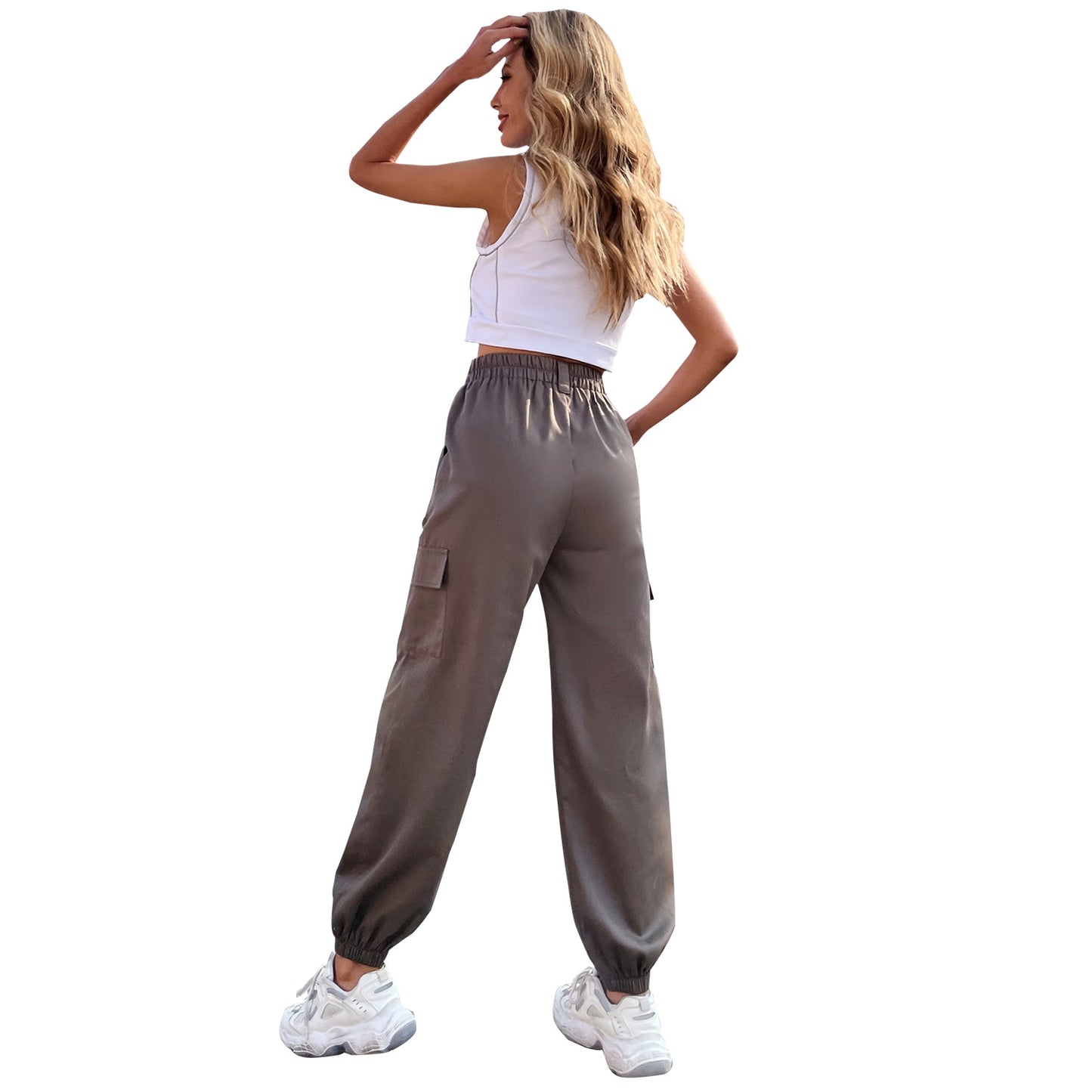 Pantalon cargo pour femmes avec taille élastique et poches latérales pratiques Chic und Stil