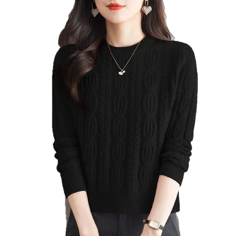 Pull en tricot pour femmes avec motif en relief et col montant Chic und Stil