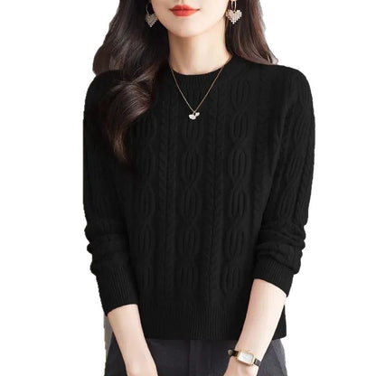 Pull en tricot pour femmes avec motif en relief et col montant Chic und Stil