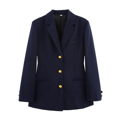 Blazer à carreaux pour femmes avec boutons dorés et poches pratiques Chic und Stil
