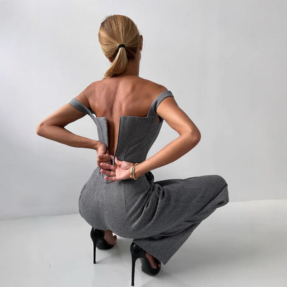 Dames Élégant Combinaison avec coupe cintrée et détails Chic und Stil