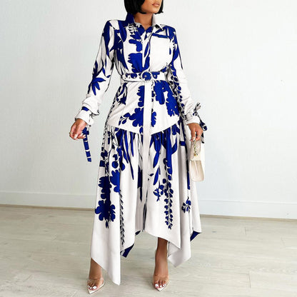 Robe chemisier pour femmes avec un design floral coloré et une ceinture cintrée Chic und Stil