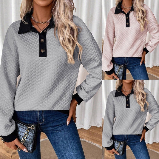 Pull-over matelassé oversize pour femmes avec col classique et détails pratiques de boutons Chic und Stil