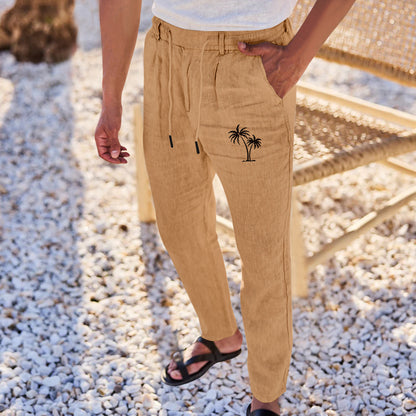 Casual pants for men with elastic waist and contrasting palm print Chic and Style